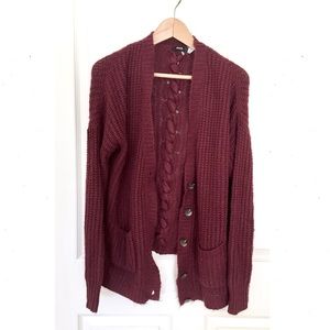 Burgundy Knit Cardigan