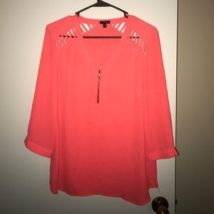 Neon pink 3/4 length blouse