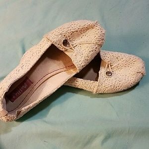 Cream Crochet slip ons
