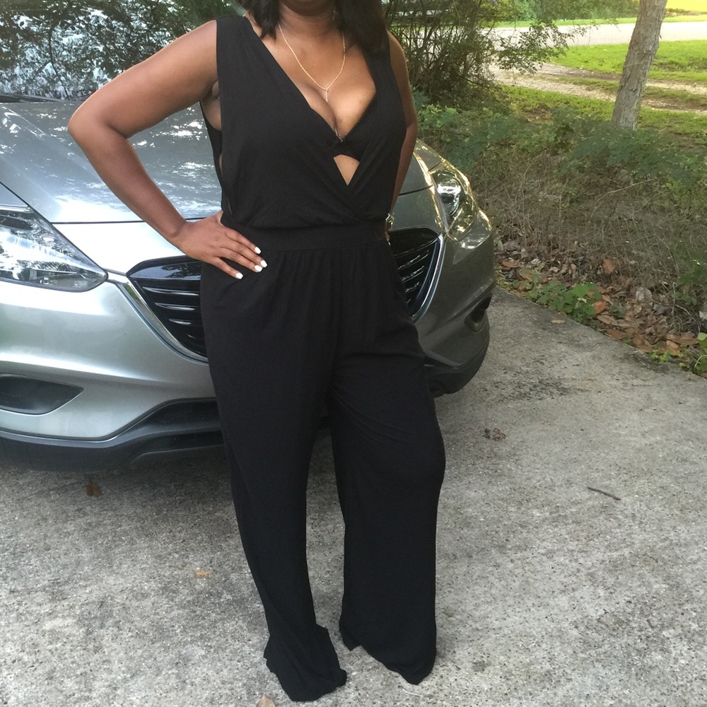 Low cut black jumpsuit