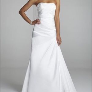 Strapless Taffeta Side Drape Lace Gown WG3394