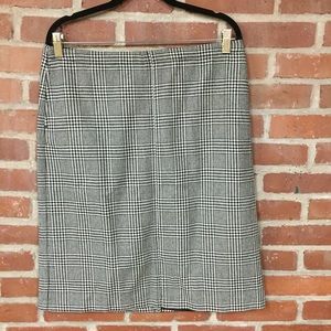 J. Crew Black and White Plaid Wool Skirt NWOT