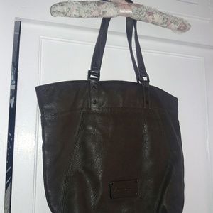 Large brown leather shopper