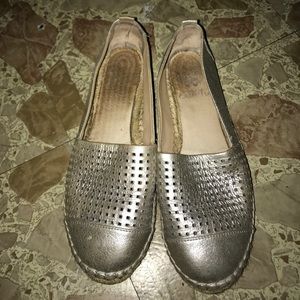 Vince Camuto gold slip ons