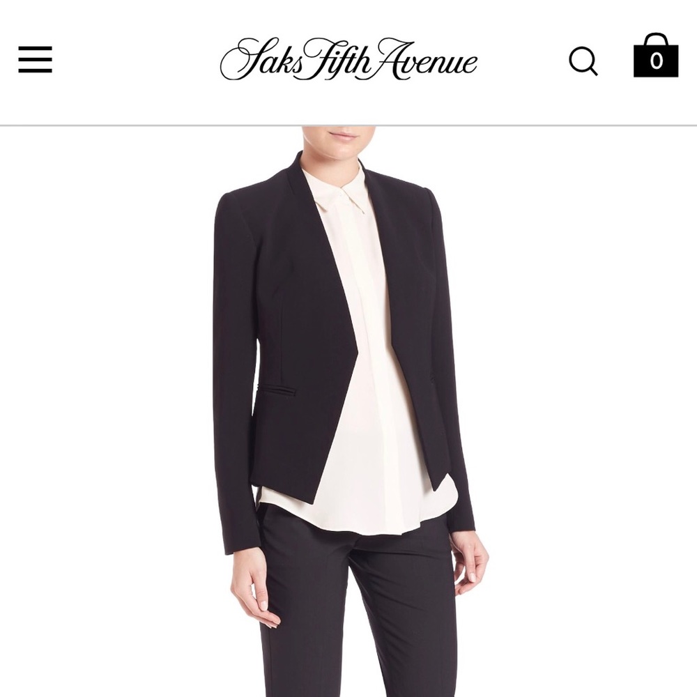 Theory Lanai Stretch Wool Open Jacket - Black Sz 6