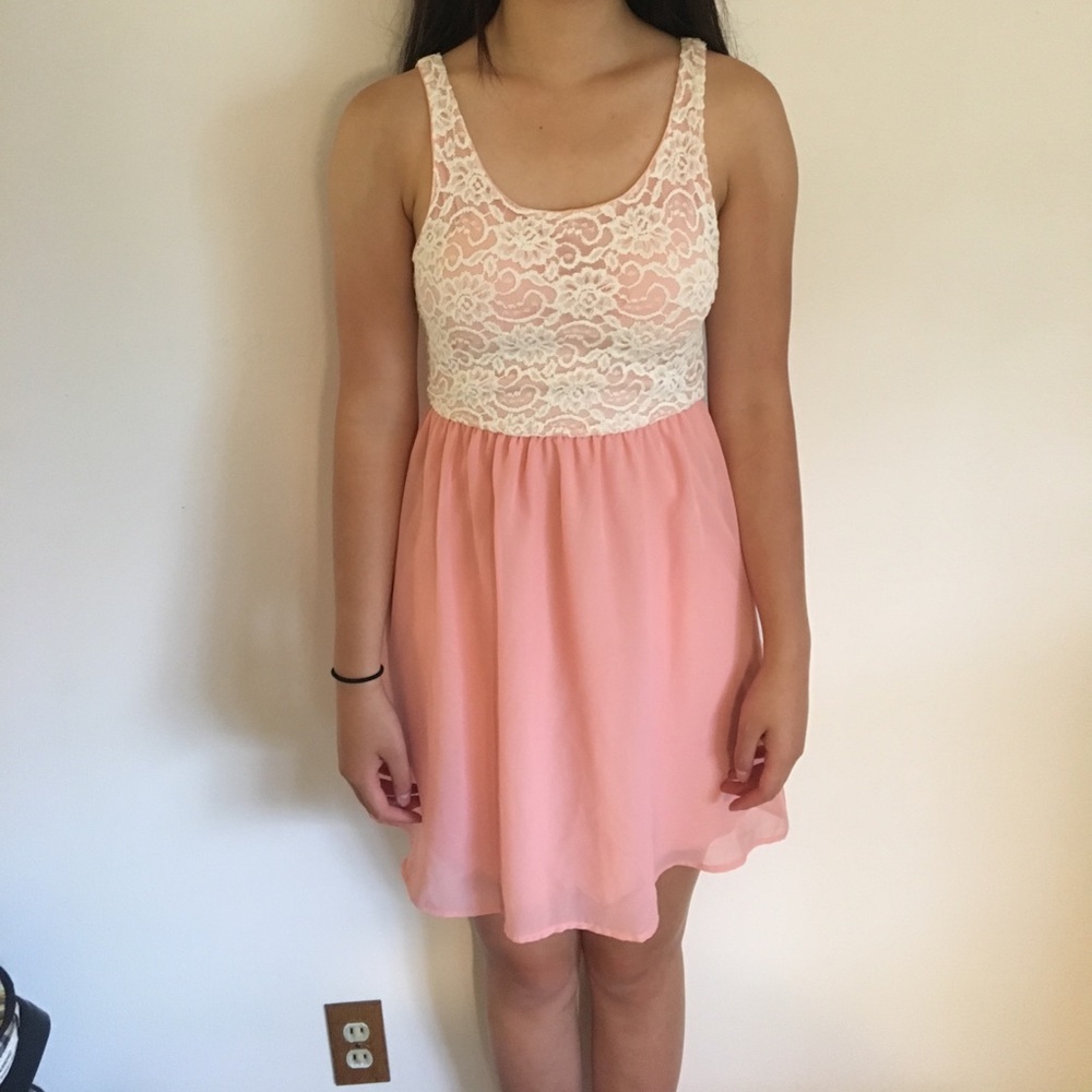 Lace pink and white dress