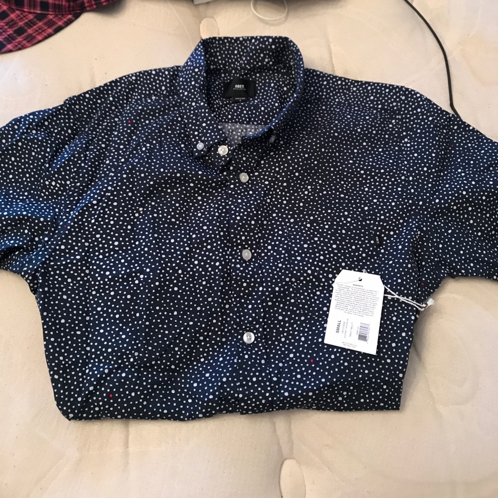 Men's obey shirt button up small