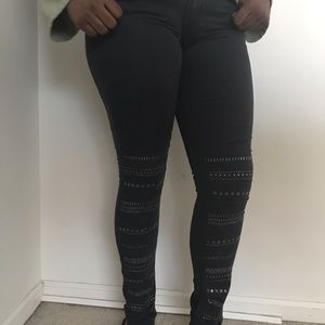 Gray Studded Skinny Jeans