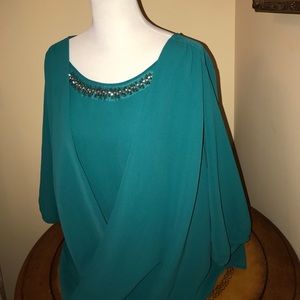 Kim Rogers 3x Embellished neck one piece blouse.