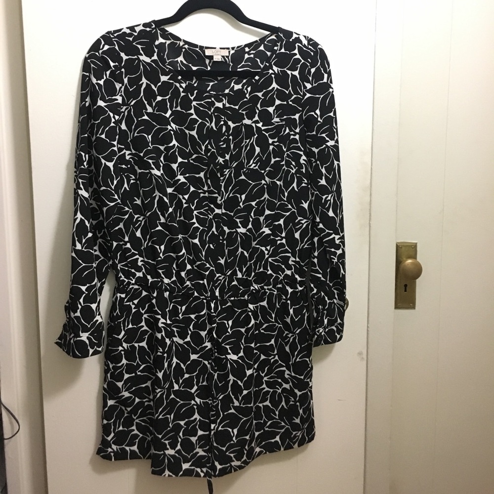 Black and white floral romper