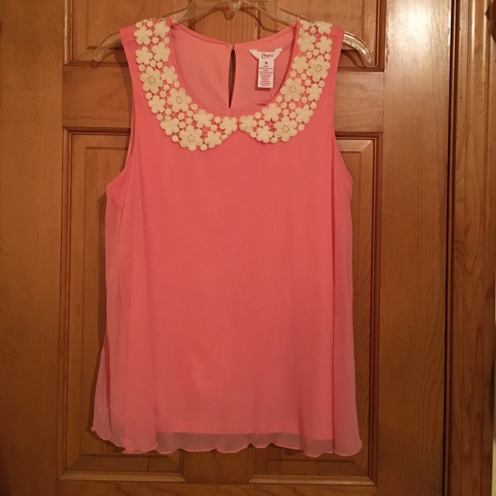 Beautiful Coral & Cream Flowing Blouse