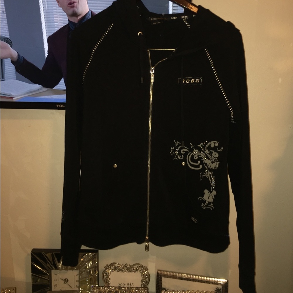 BCBG black and silver sweater size size large