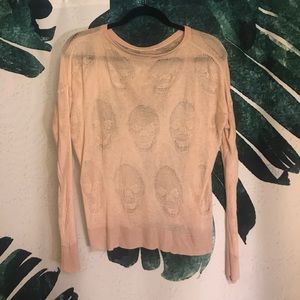 Brandy Melville pink/peach skull sweater