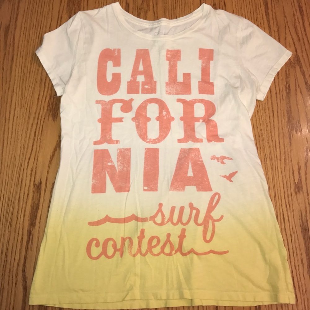Old Navy California White Yellow Ombre T-Shirt Top