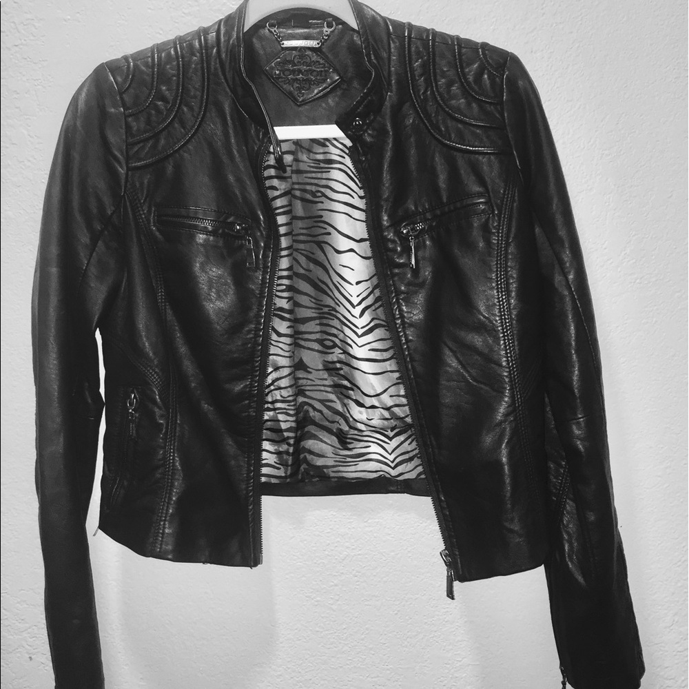 Joujou zip front faux -leather jacket S