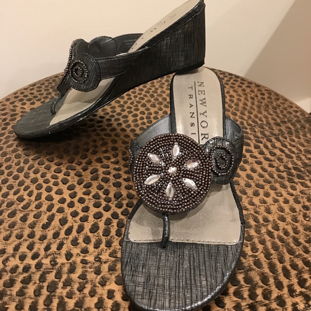 Silver beaded sandal