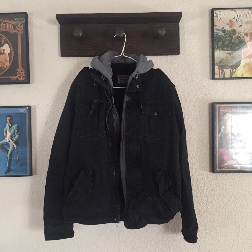 Men's Faux-hoodie Sheepskin Lined Jacket