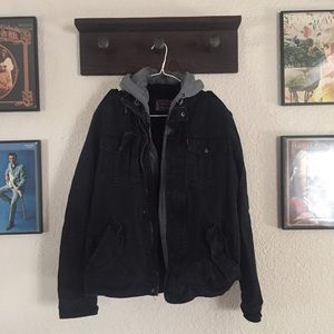 Men's Faux-hoodie Sheepskin Lined Jacket