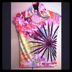 Girls Multicolored Hooded Tunic