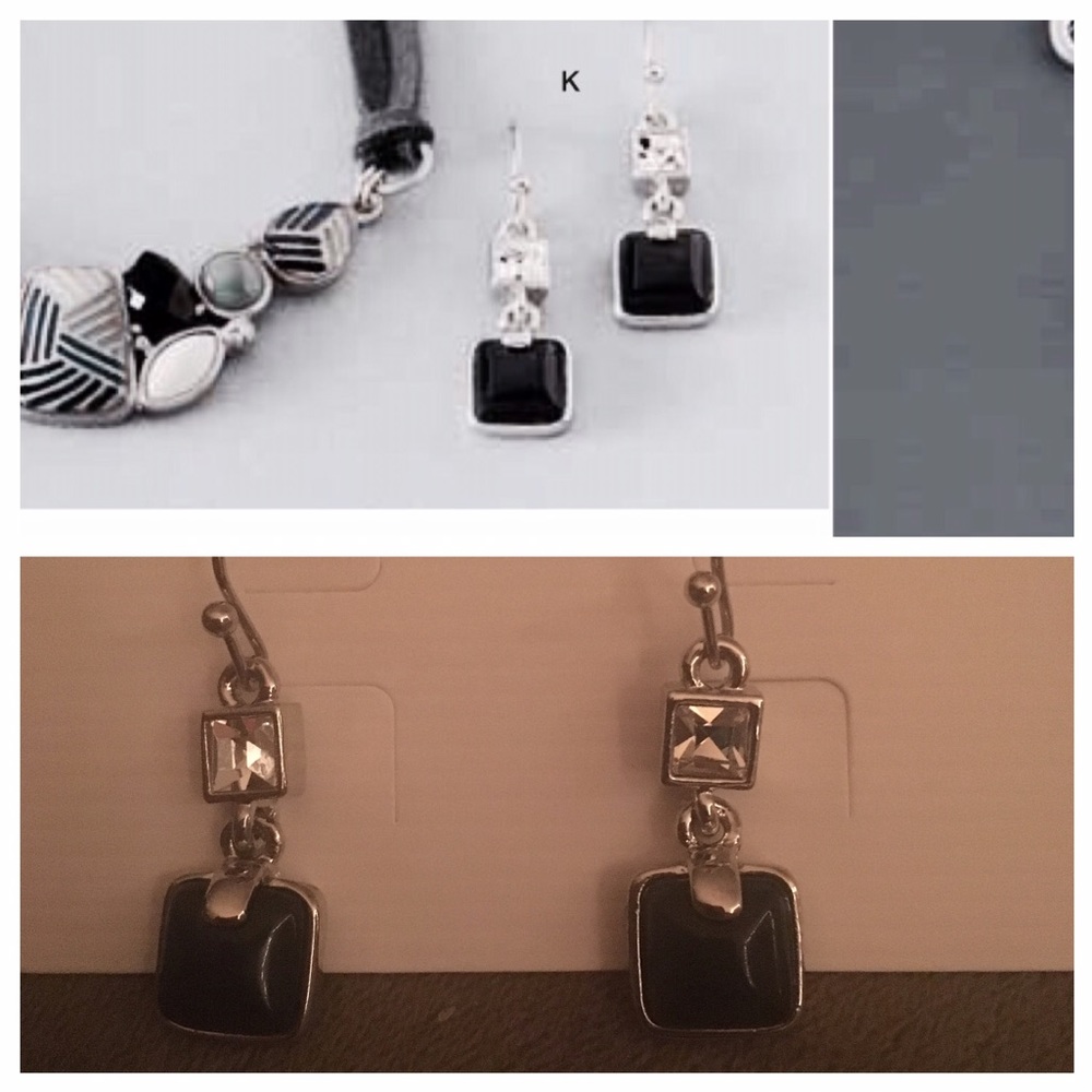 Lia Sophia Black and Crystal Pierced Earrings