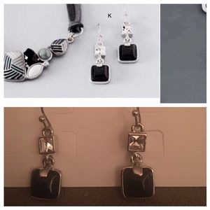 Lia Sophia Black and Crystal Pierced Earrings