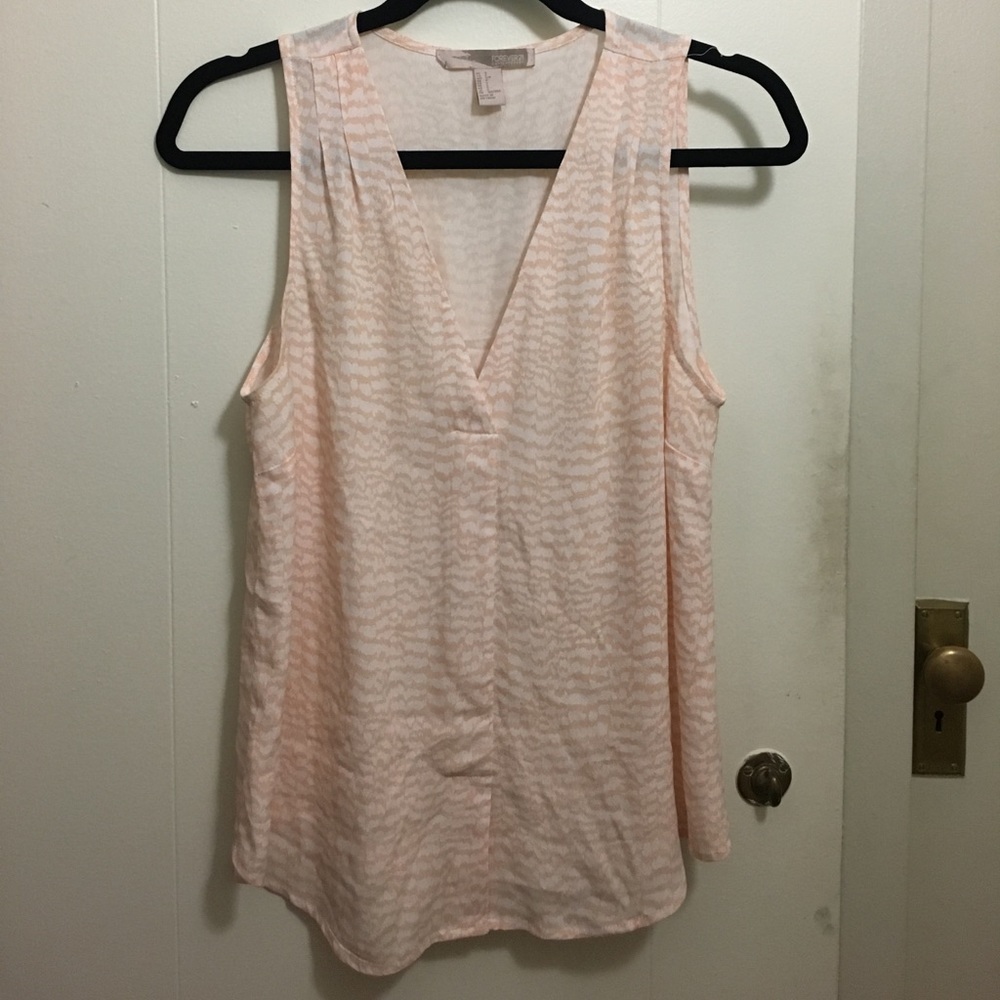 Pink and white tank top blouse