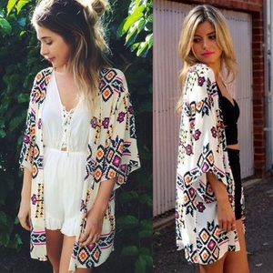 Aztec print cardigan or beach cover up