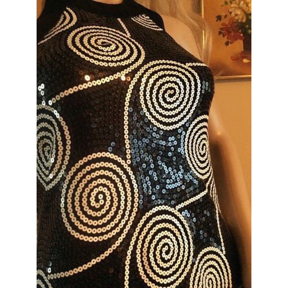 Cache Sequin Swirl Halter Dress (2) - Picture 4 of 5