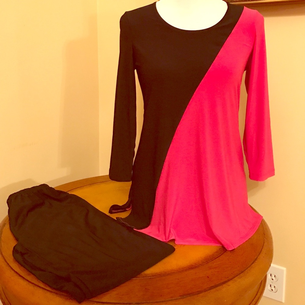 NWOT Slinky brand XS color block pant set