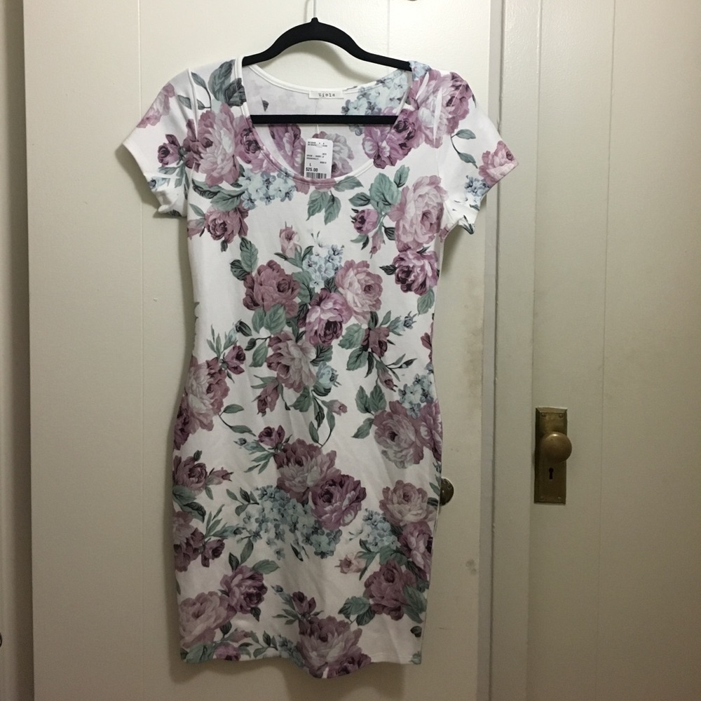 White and floral print dress