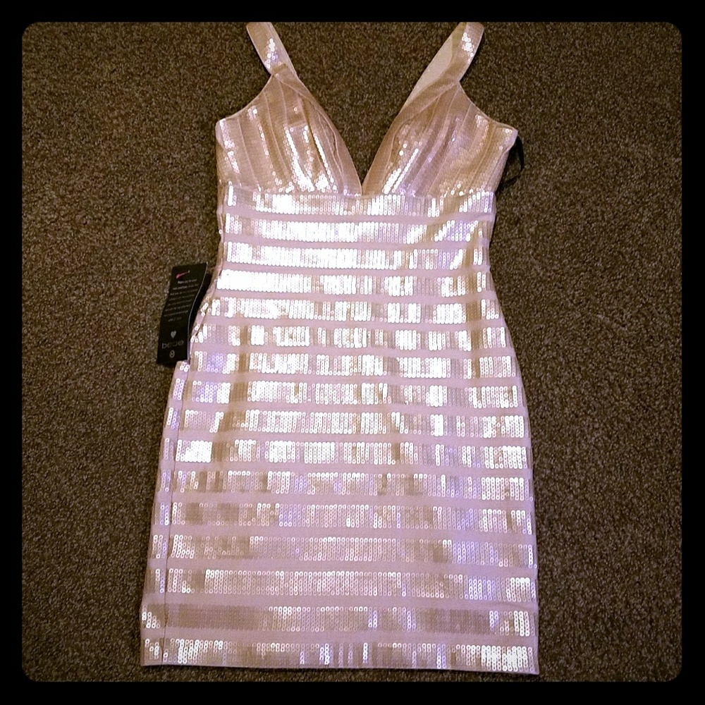 NWT Gorgeous shimmer bebe dress
