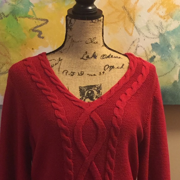 Plus Size Chaps Cable Knit V-Neck Sweater - Picture 5 of 5