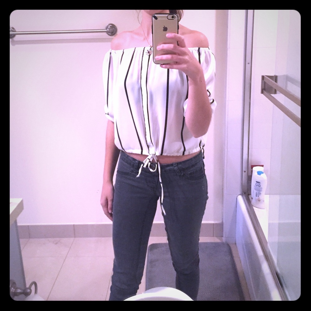 Striped off the shoulder blouse