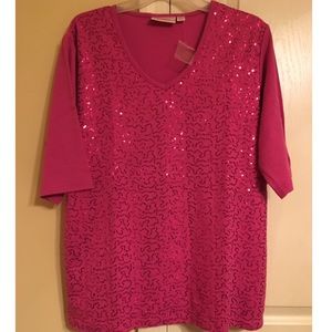 Quacker Factory pink sequin top