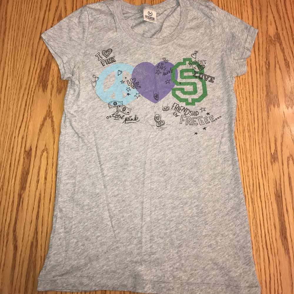 Victoria Secret VS PINK ☮️💜$ Gray T-Shirt Top