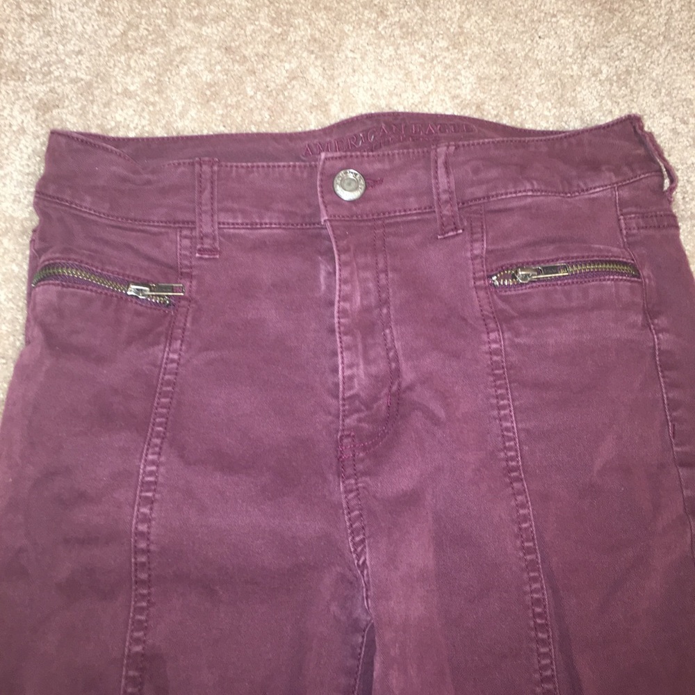 American Eagle Maroon Hi Rise Jegging