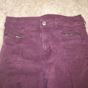 American Eagle Maroon Hi Rise Jegging