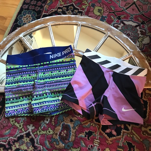 Nike Pants - 2 PAIRS! Nike Spandex Green Pattern & Purple