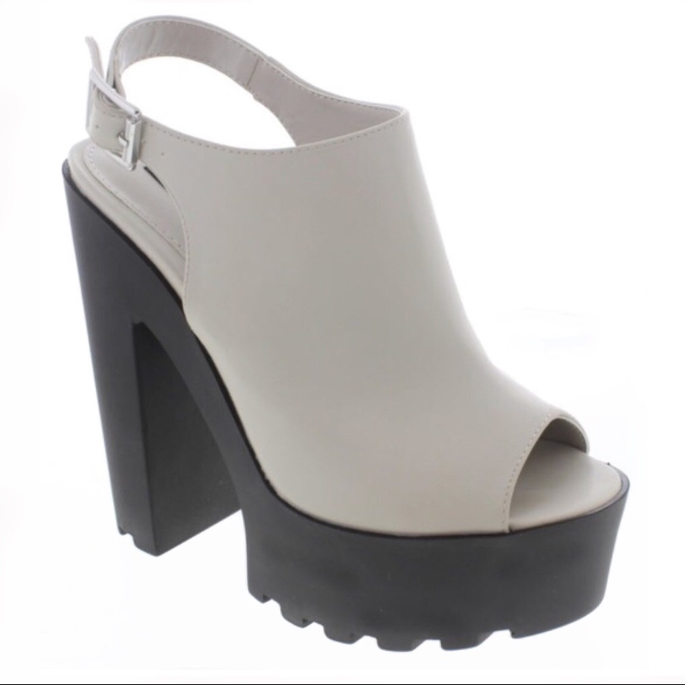 Light Grey Block Heels Size 7