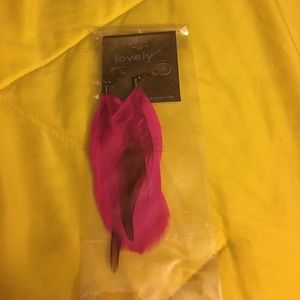 Beautiful pink feather earrings