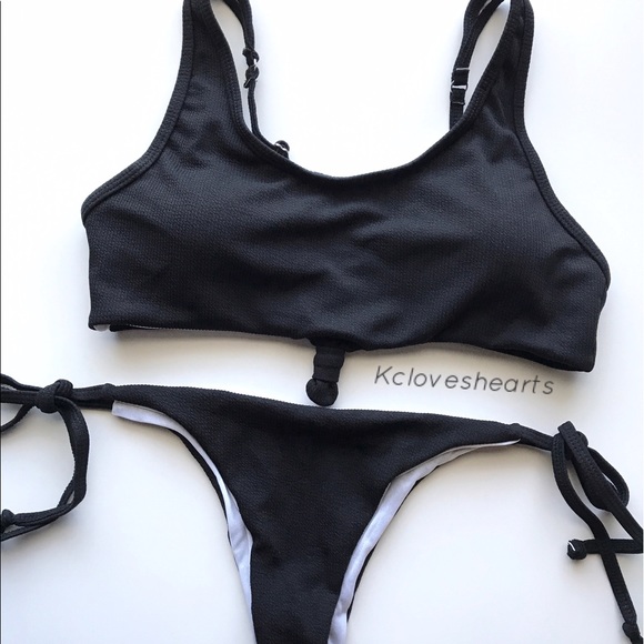 Black Ribbed Bikini - Picture 2 of 4