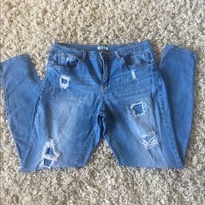 EUC MUDD High Waisted Light Distressed Jeans Sz 15