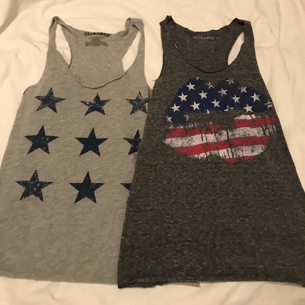 Women's Stranded Brand Set of 2 Patriotic Tanks