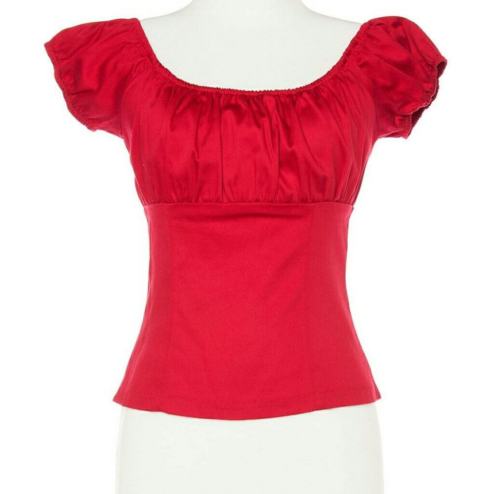 Red pinup peasant top modcloth