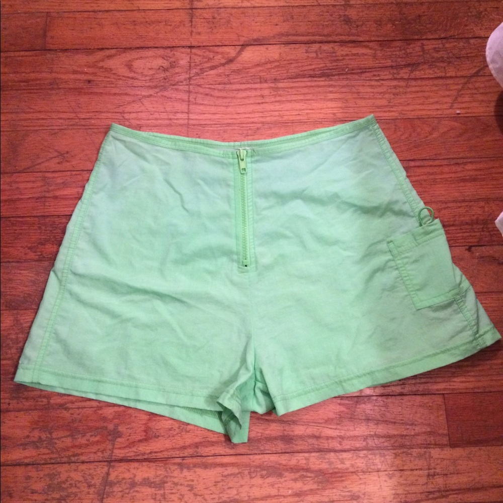 Pale green translucent high waisted shorts