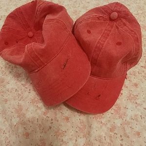Red distressed dad hat