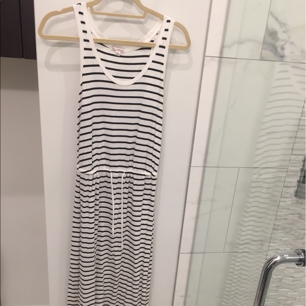Black and white striped maxi dress