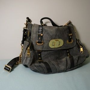 BADGLEY MISCHKA Gray Top Handle Canvas Satchel
