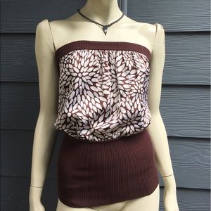 Bebe Women Tube Top Blouse Multicolr Stretch Sz XS