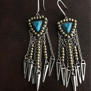 Steve Madden beaded spike fringe earrings
